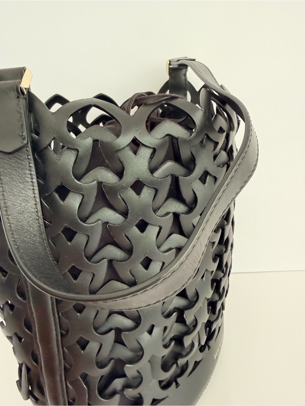 kate spade Black Laser-Cut Leather Bucket Shoulder Bag - Picture 5 of 7